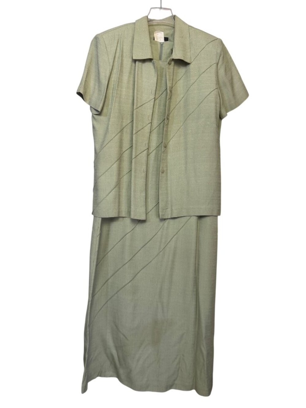 Breli Originals Size 12 Two-Piece Sage Green Short Sleeve Maxi Dress Rayon Blend